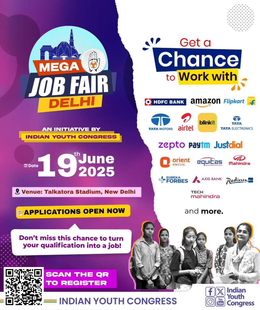 The **Indian Youth Congress Mega Job Fair, Delhi 2025** is a significant event aimed at connecting job seekers with leading employers in New Delhi